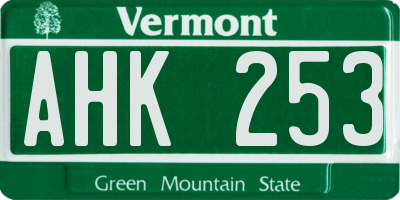 VT license plate AHK253