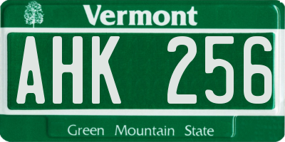VT license plate AHK256
