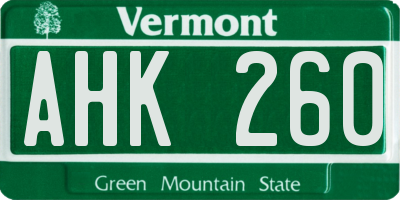 VT license plate AHK260