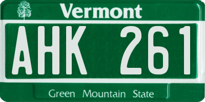 VT license plate AHK261