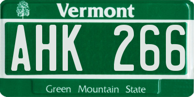 VT license plate AHK266