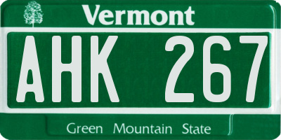 VT license plate AHK267