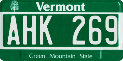 VT license plate AHK269