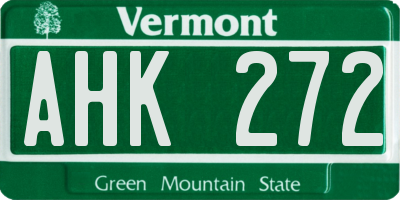VT license plate AHK272