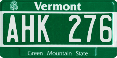 VT license plate AHK276