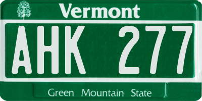 VT license plate AHK277