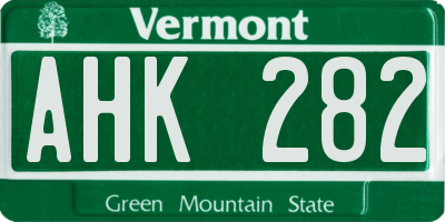 VT license plate AHK282