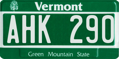 VT license plate AHK290