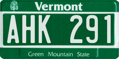 VT license plate AHK291
