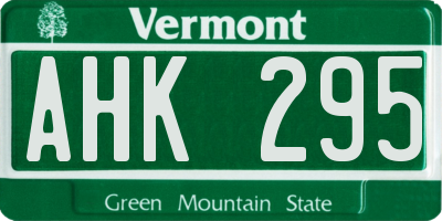 VT license plate AHK295