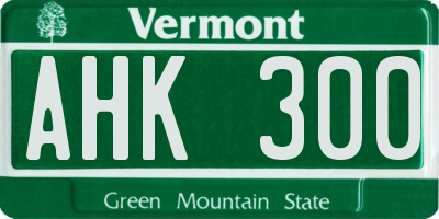 VT license plate AHK300