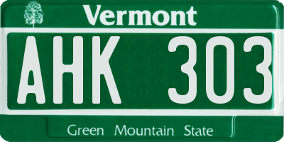 VT license plate AHK303