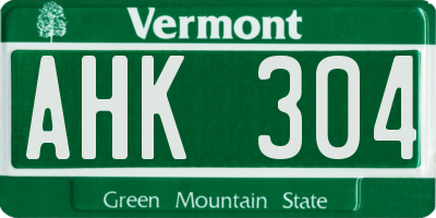 VT license plate AHK304