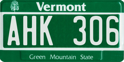 VT license plate AHK306