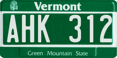 VT license plate AHK312