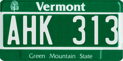 VT license plate AHK313