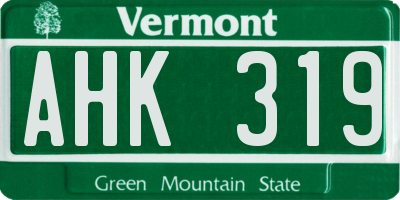 VT license plate AHK319