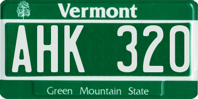 VT license plate AHK320