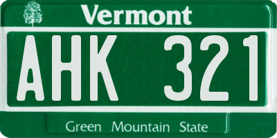 VT license plate AHK321