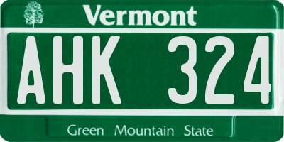 VT license plate AHK324