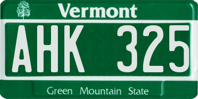 VT license plate AHK325