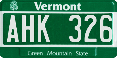 VT license plate AHK326