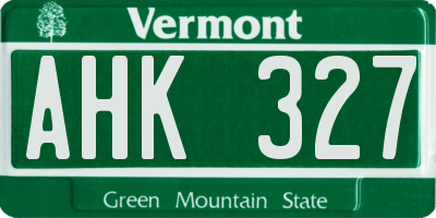 VT license plate AHK327