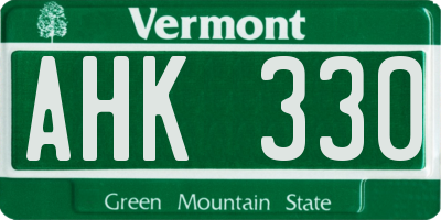 VT license plate AHK330