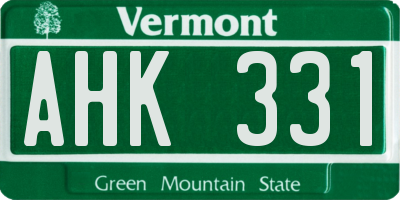 VT license plate AHK331