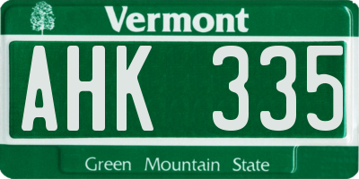 VT license plate AHK335