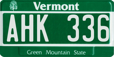 VT license plate AHK336