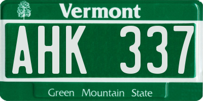 VT license plate AHK337