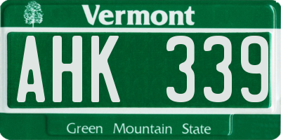 VT license plate AHK339