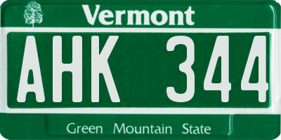 VT license plate AHK344