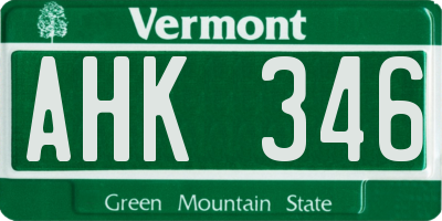 VT license plate AHK346