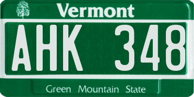 VT license plate AHK348