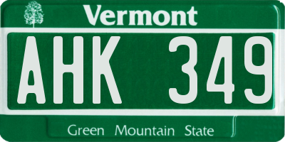 VT license plate AHK349