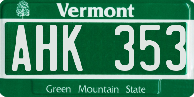 VT license plate AHK353