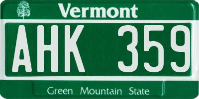 VT license plate AHK359