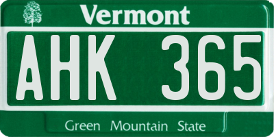 VT license plate AHK365