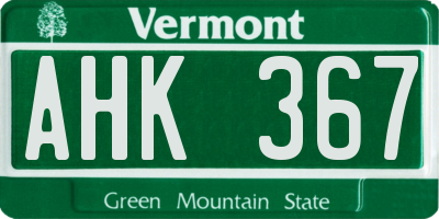 VT license plate AHK367