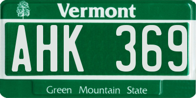 VT license plate AHK369