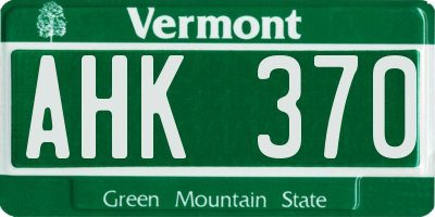 VT license plate AHK370