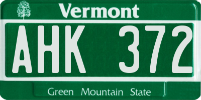 VT license plate AHK372