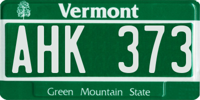 VT license plate AHK373