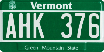 VT license plate AHK376