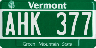 VT license plate AHK377