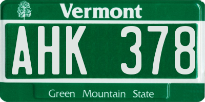 VT license plate AHK378