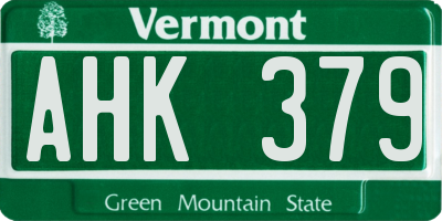 VT license plate AHK379
