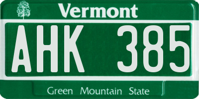 VT license plate AHK385